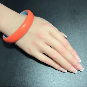 Vintage LouLou de la Falaise Two Color Plastic Bangle Orange & Light Blue Inside